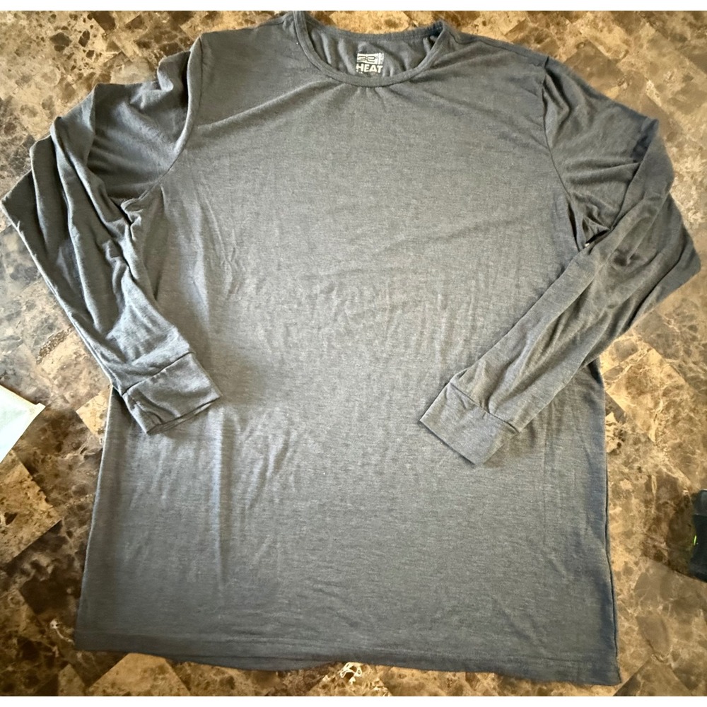 32 Degrees Heat Mens Long Sleeve Crew Neck T-Shirt Gray Thermal Base Layer S/M